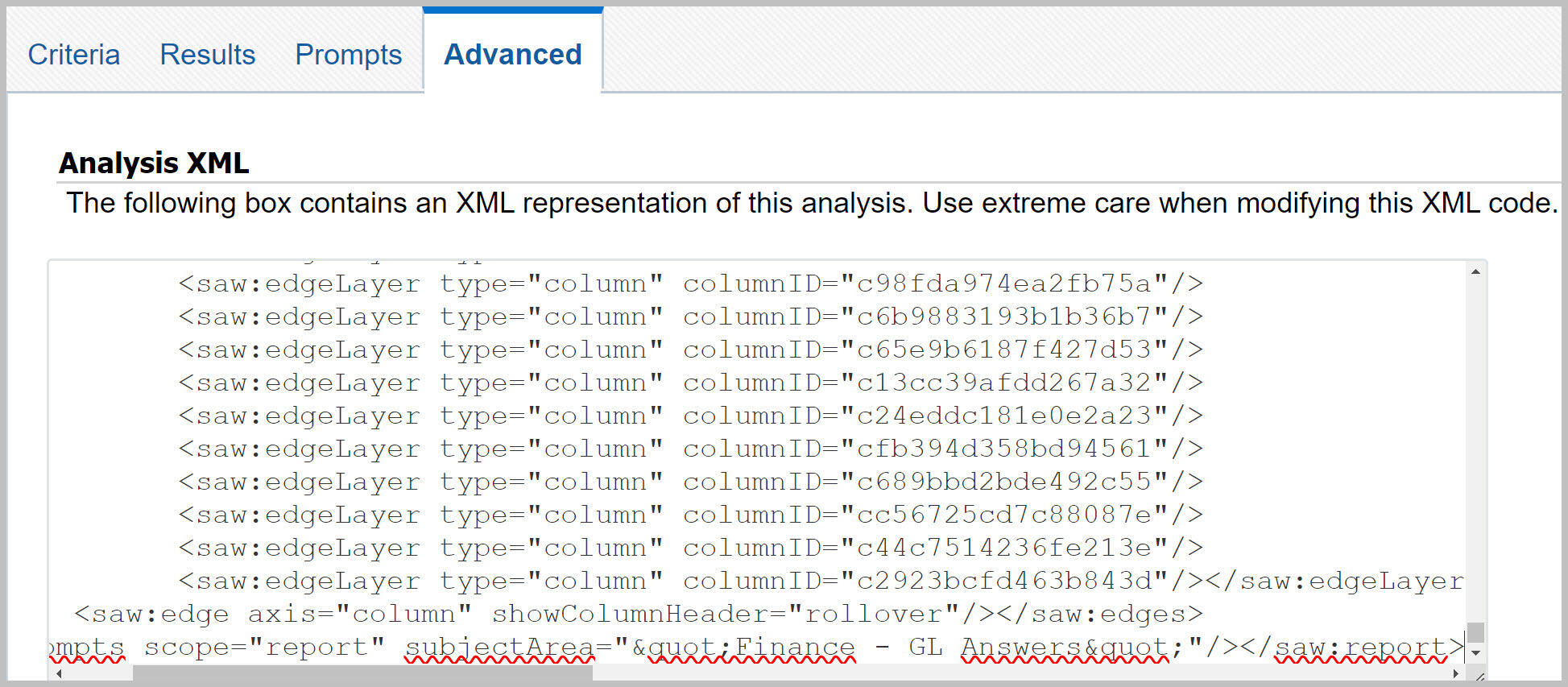 Ad Hoc Editor with text pasted into Analysis XML text box