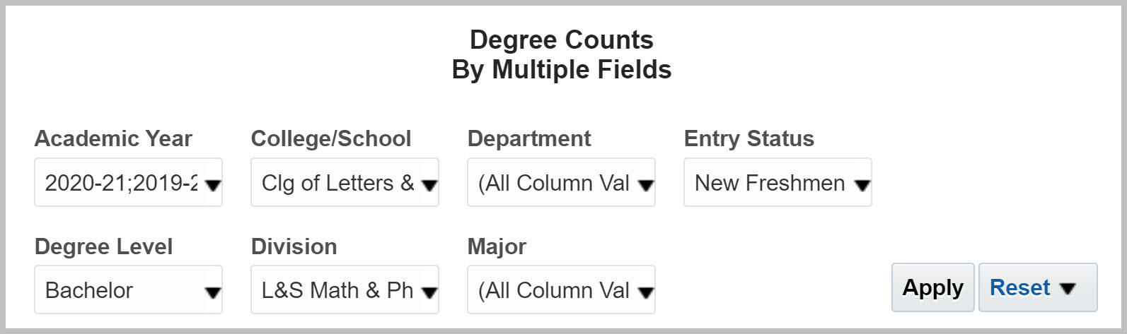 Degrees by Multiple Fields prompts