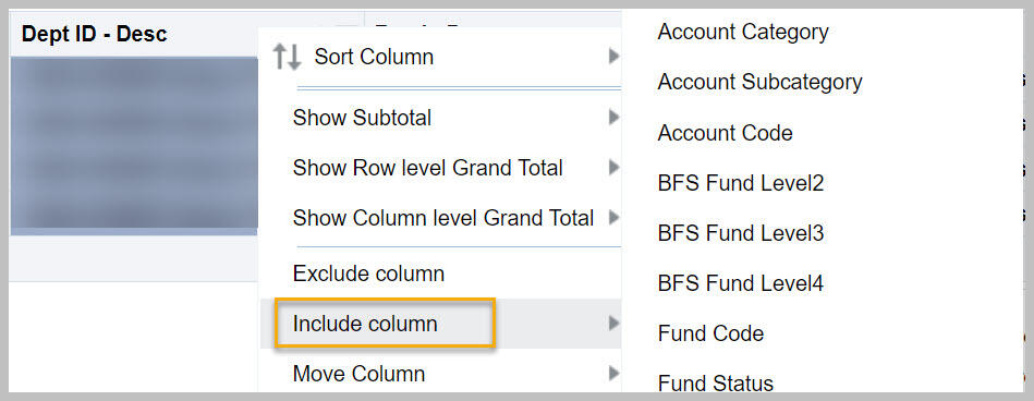 Include column example