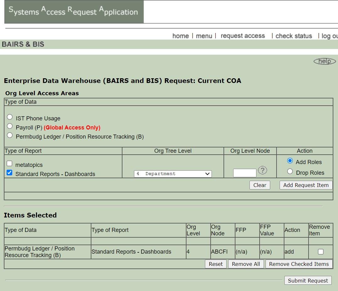 Permanent Budget access request form