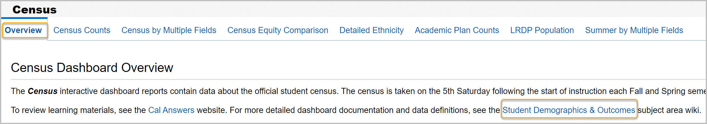 Overview tab with link to Wiki highlighted