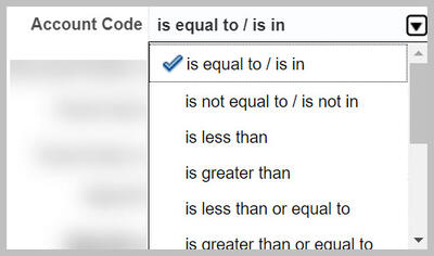 Drop-down menu with list of conditions to select