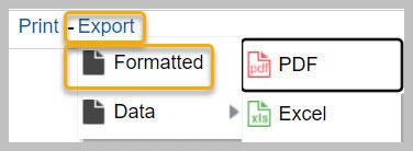 Export link below report with Formatted highlighted