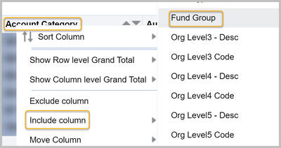 General Ledger Summary report include column Fund Group