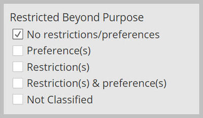 Restricted Beyond Purpose checkboxes